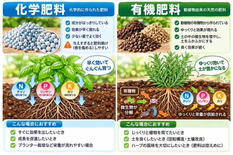 化学肥料と有機肥料