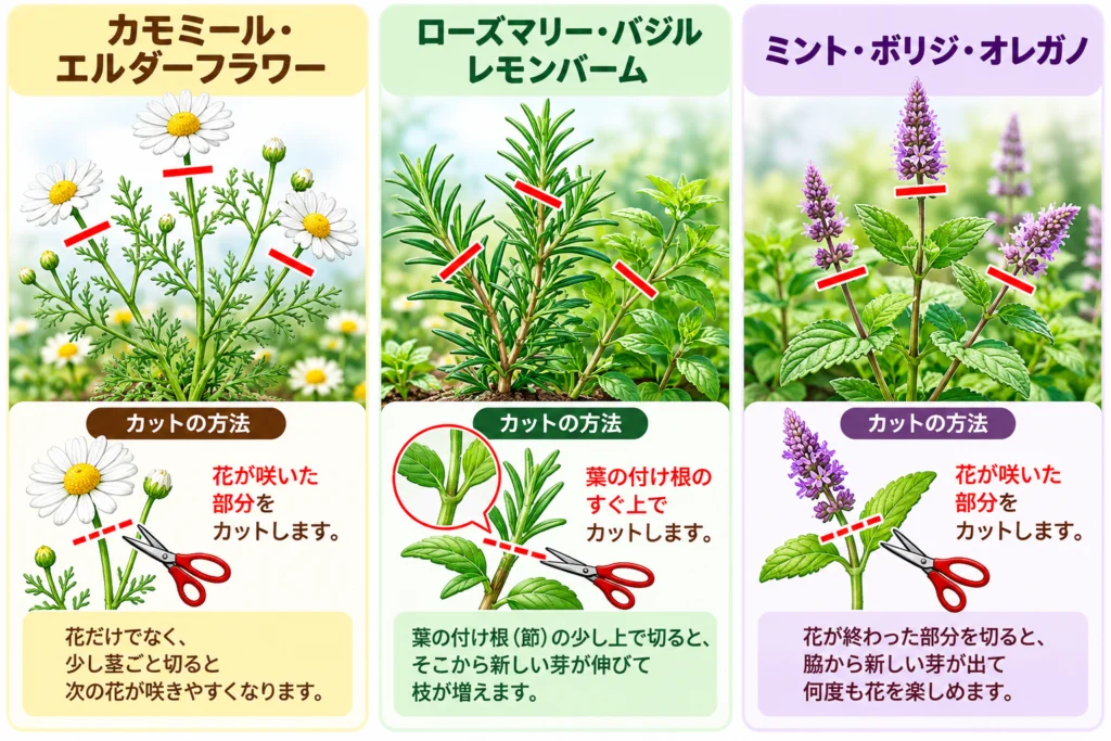 ハーブの花の収穫のしかた
