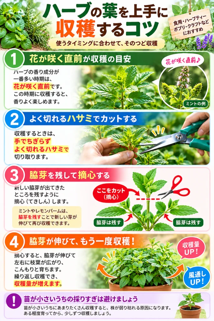 ハーブの葉を上手に収穫するコツ