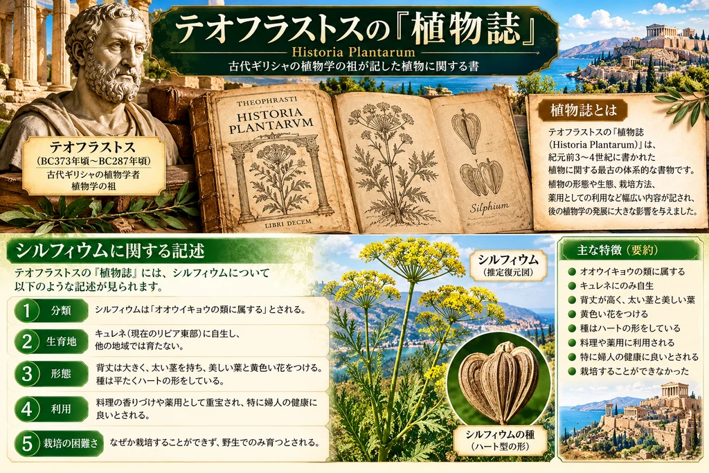 テオフラストスの『植物誌』を題材にした既存解説図