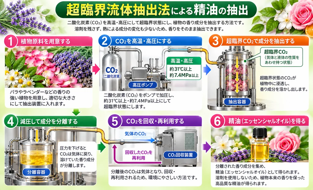 超臨界流体抽出法による精油の抽出