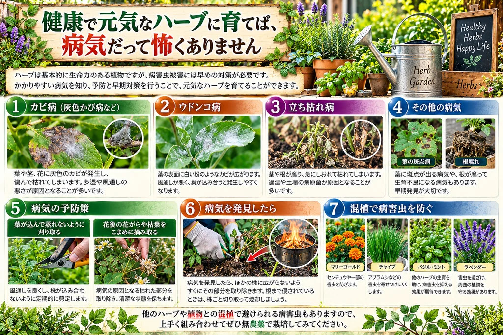 ハーブの病気と対策(図解)