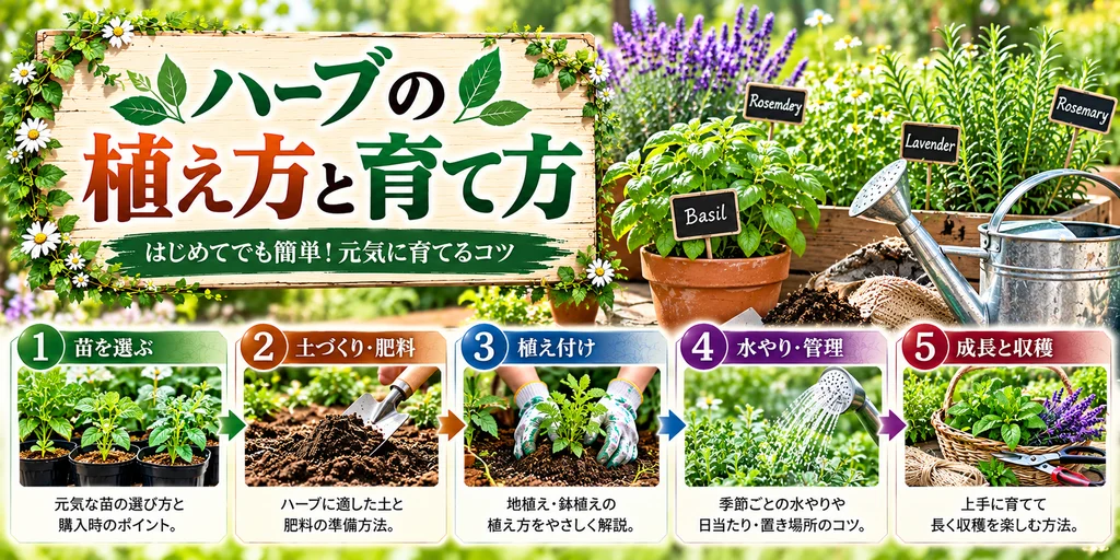 ハーブの植え付け、苗から行うのも手