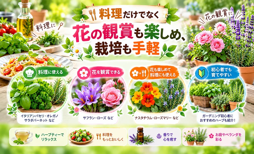料理だけでなく花の鑑賞も楽しめ、栽培も手軽