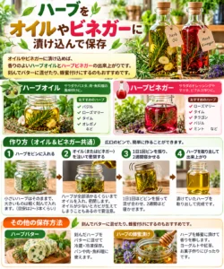 オイルやビネガーに漬け込んで保存