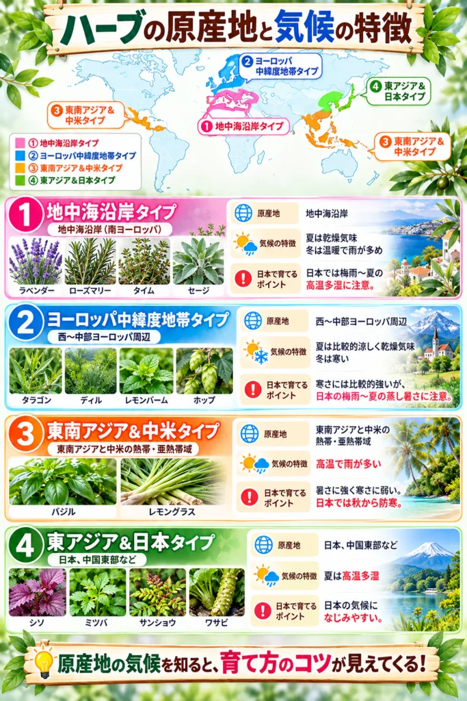 ハーブの原産地と気候の特徴