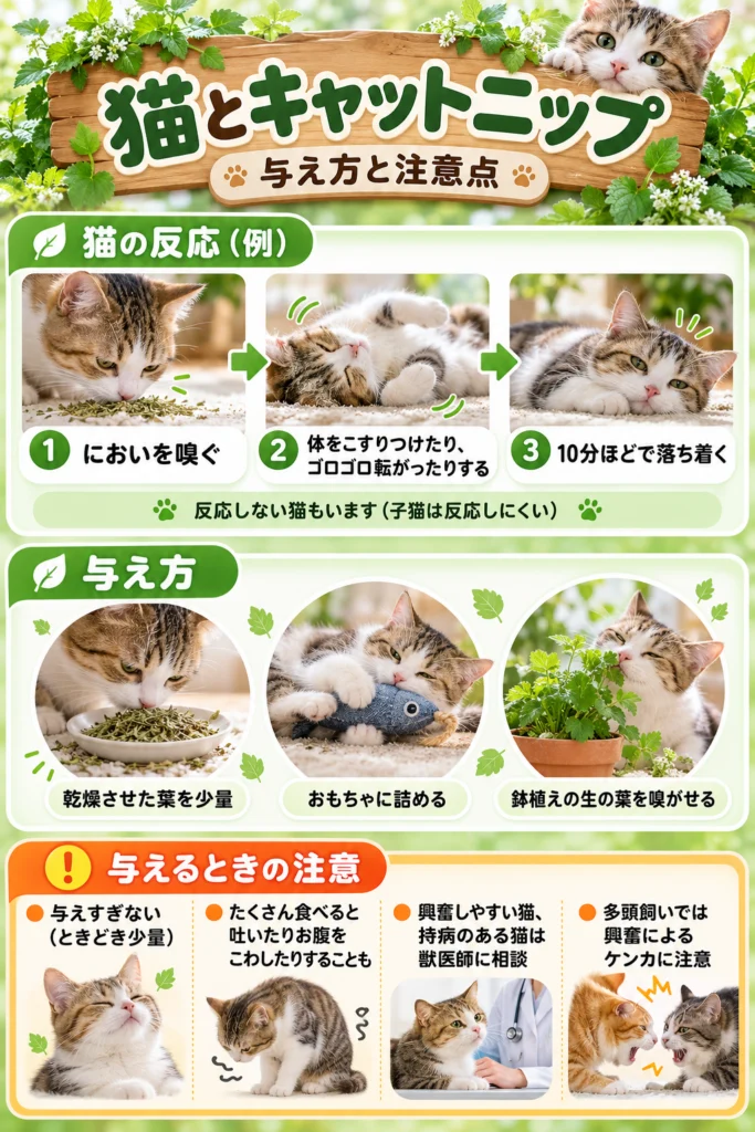 猫へのキャットニップの与え方と注意点