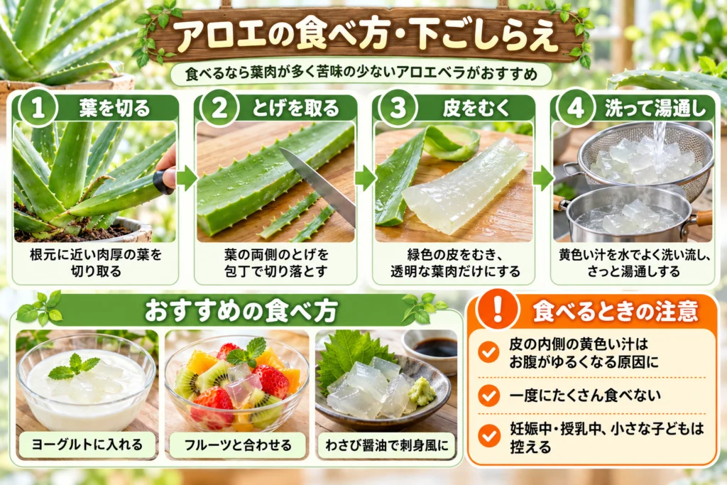 アロエの食べ方と下ごしらえ