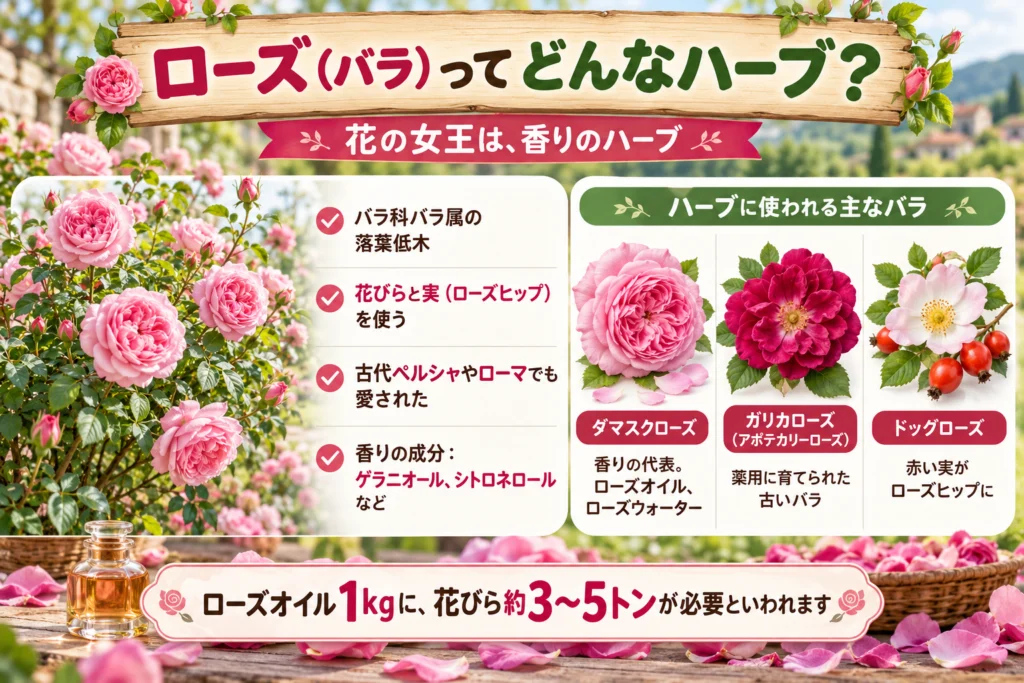 ローズ(バラ)とは?ハーブとして使われる主なバラ