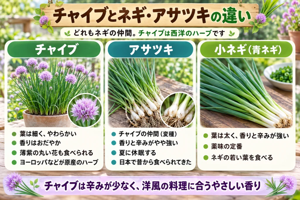 チャイブとネギ・アサツキの違い