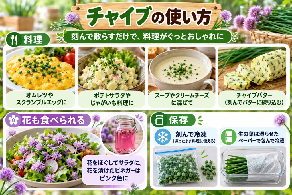 チャイブの使い方（料理・花・保存）