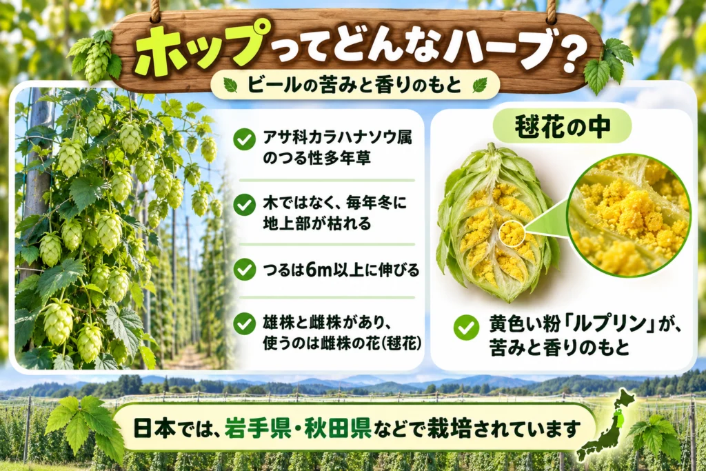 ホップとは?ビールの原料になるつる性のハーブ
