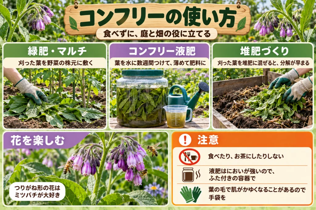 コンフリーの使い方(緑肥・液肥・堆肥)