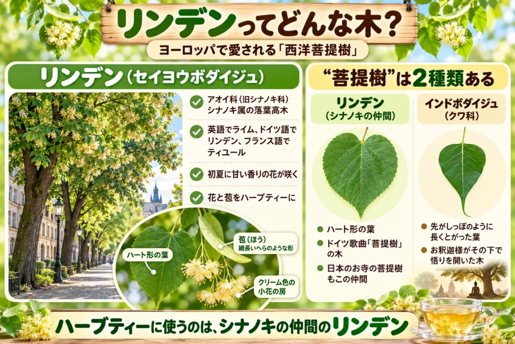 リンデン(西洋菩提樹)と、お釈迦様の菩提樹の違い