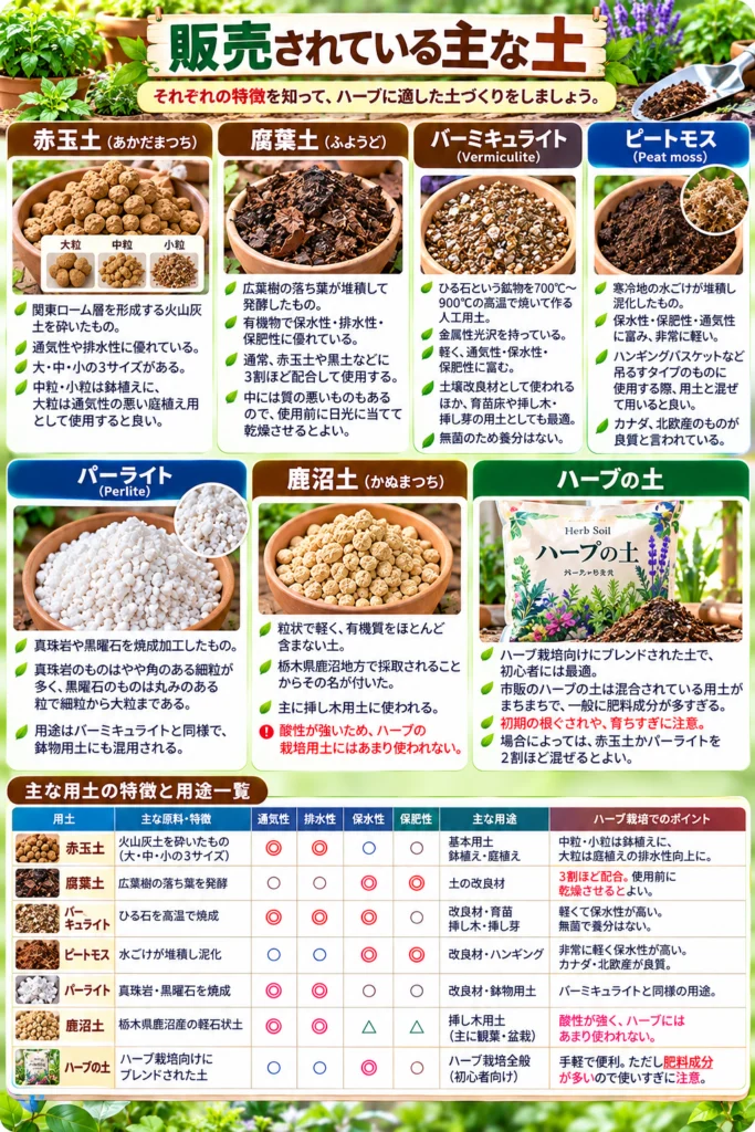 主な用土の種類と特徴