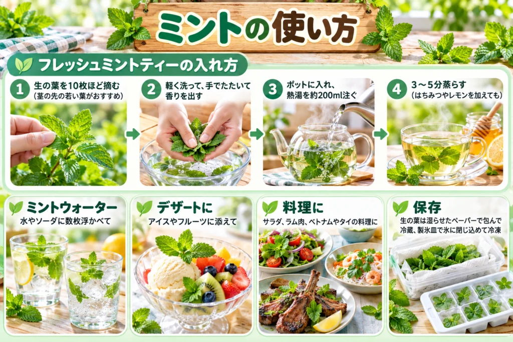 ミントの使い方(ミントティー・料理・保存)