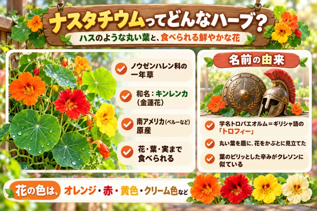 ナスタチウム(キンレンカ)とは?丸い葉と食べられる花