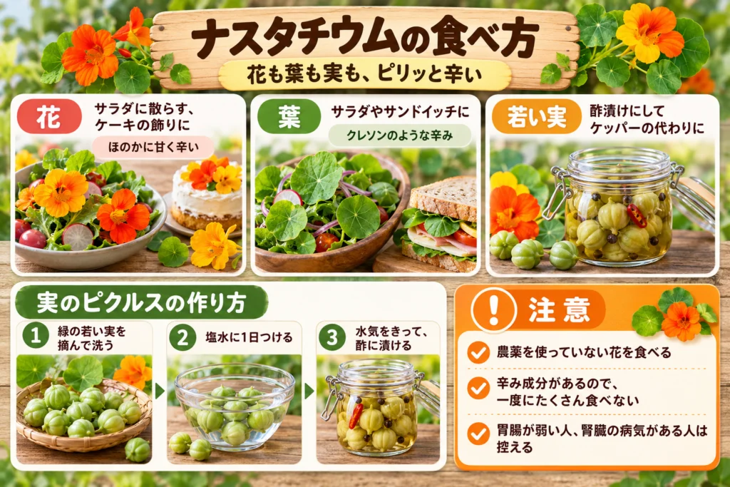 ナスタチウムの食べ方(花・葉・実)