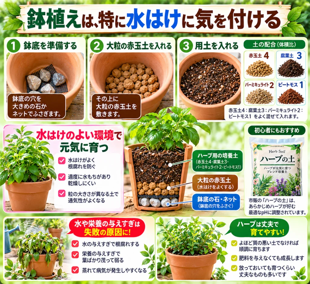 鉢植えのハーブに使う土