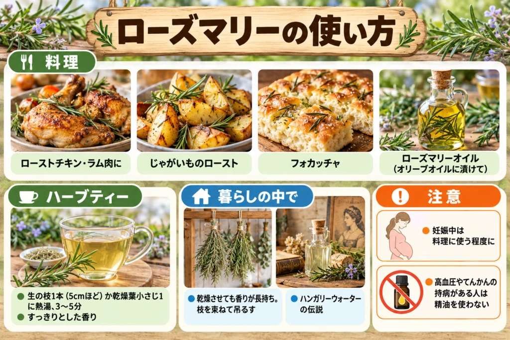 ローズマリーの使い方（料理・ハーブティー・ハーブウォーター）