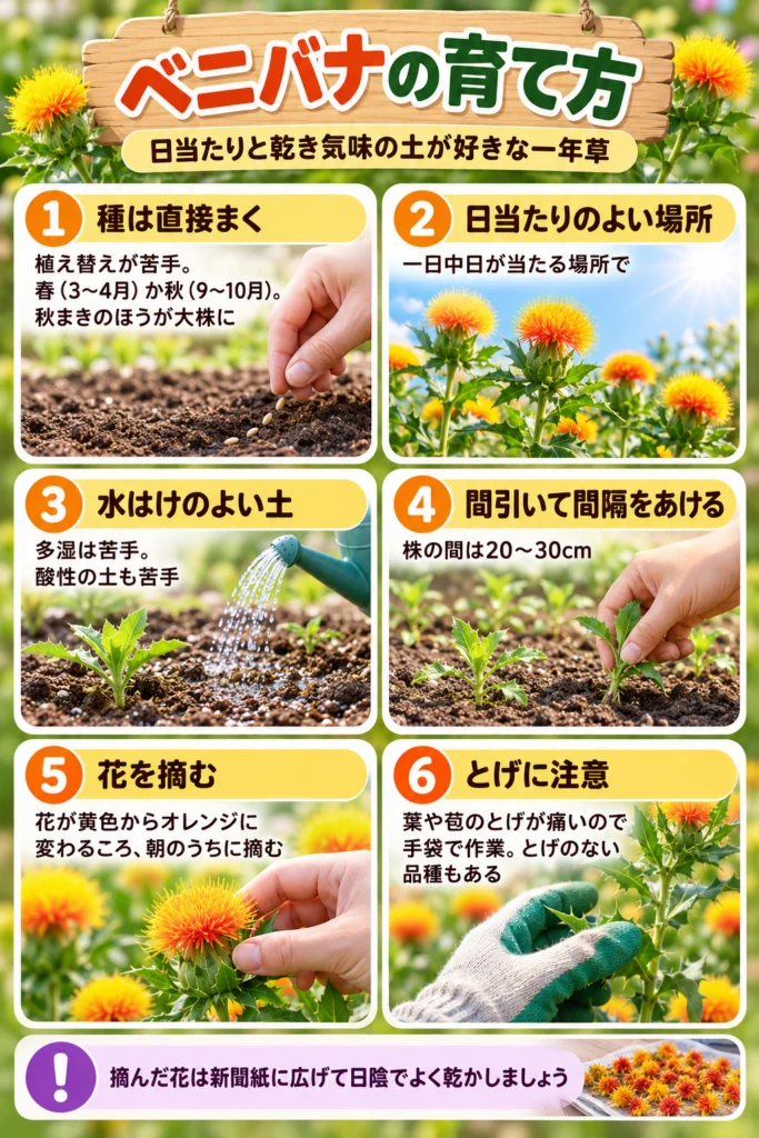 サフラワー(ベニバナ)の育て方