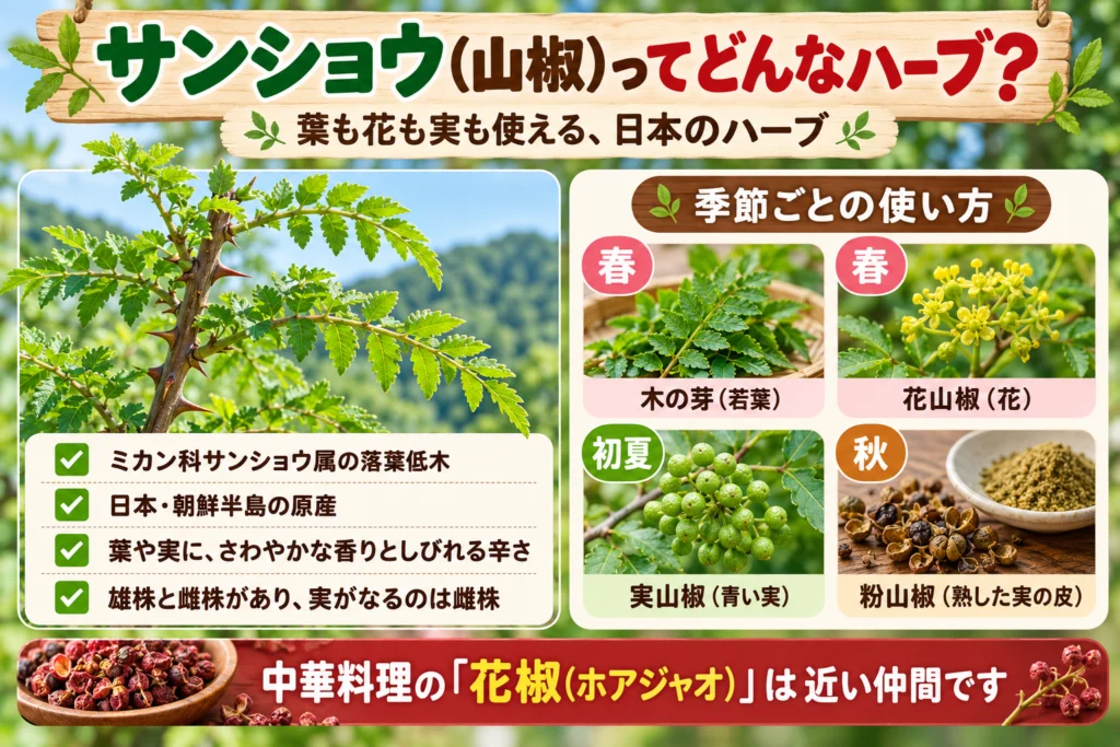 サンショウ(山椒)とは?木の芽・花山椒・実山椒の特徴