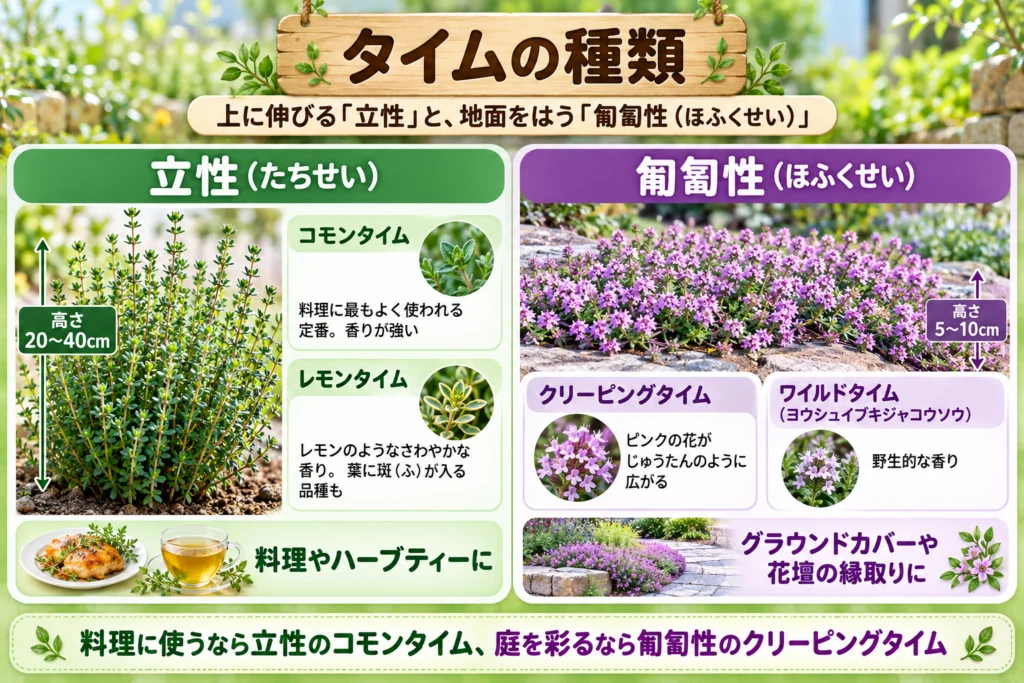 タイムの種類(立性と匍匐性)