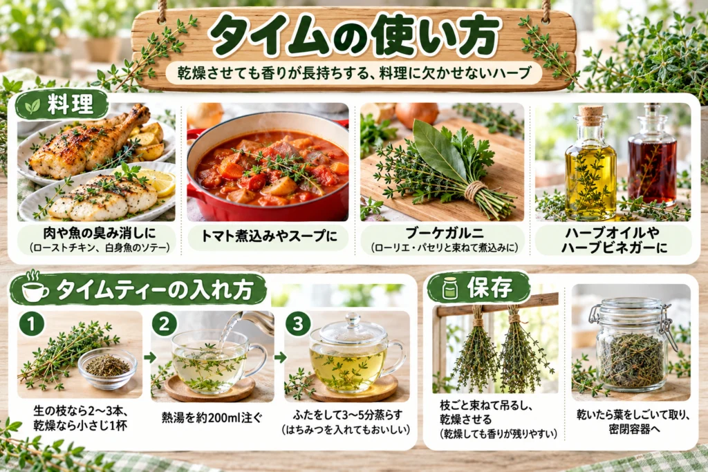 タイムの使い方(料理・ハーブティー・保存)