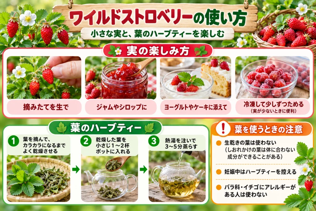 ワイルドストロベリーの使い方(実・葉のハーブティー)